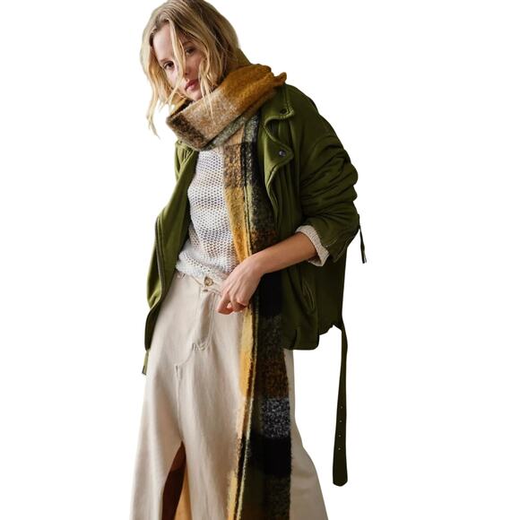 Free People We The Free Rebel Rebel Green Cotton Moto Jacket Women’s S - Picture 3 of 16